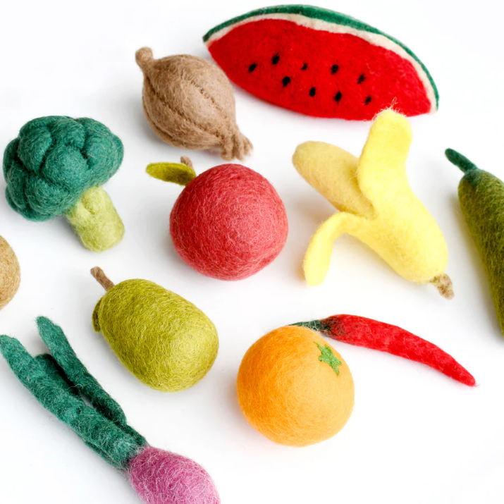 Felt Fruits and Vegetables, Set B, 11 pcs