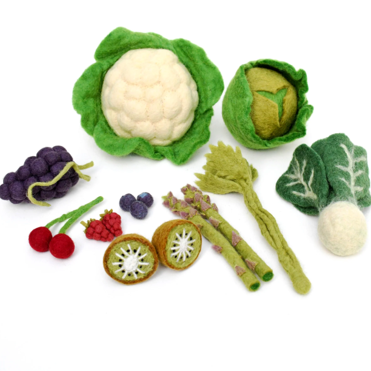 Felt Fruits and Vegetables, Set C, 15 pcs