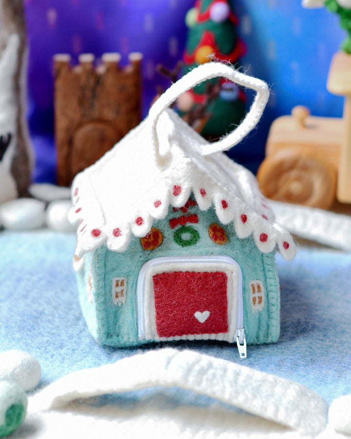 Sale Felt Blue Gingerbread House Bag