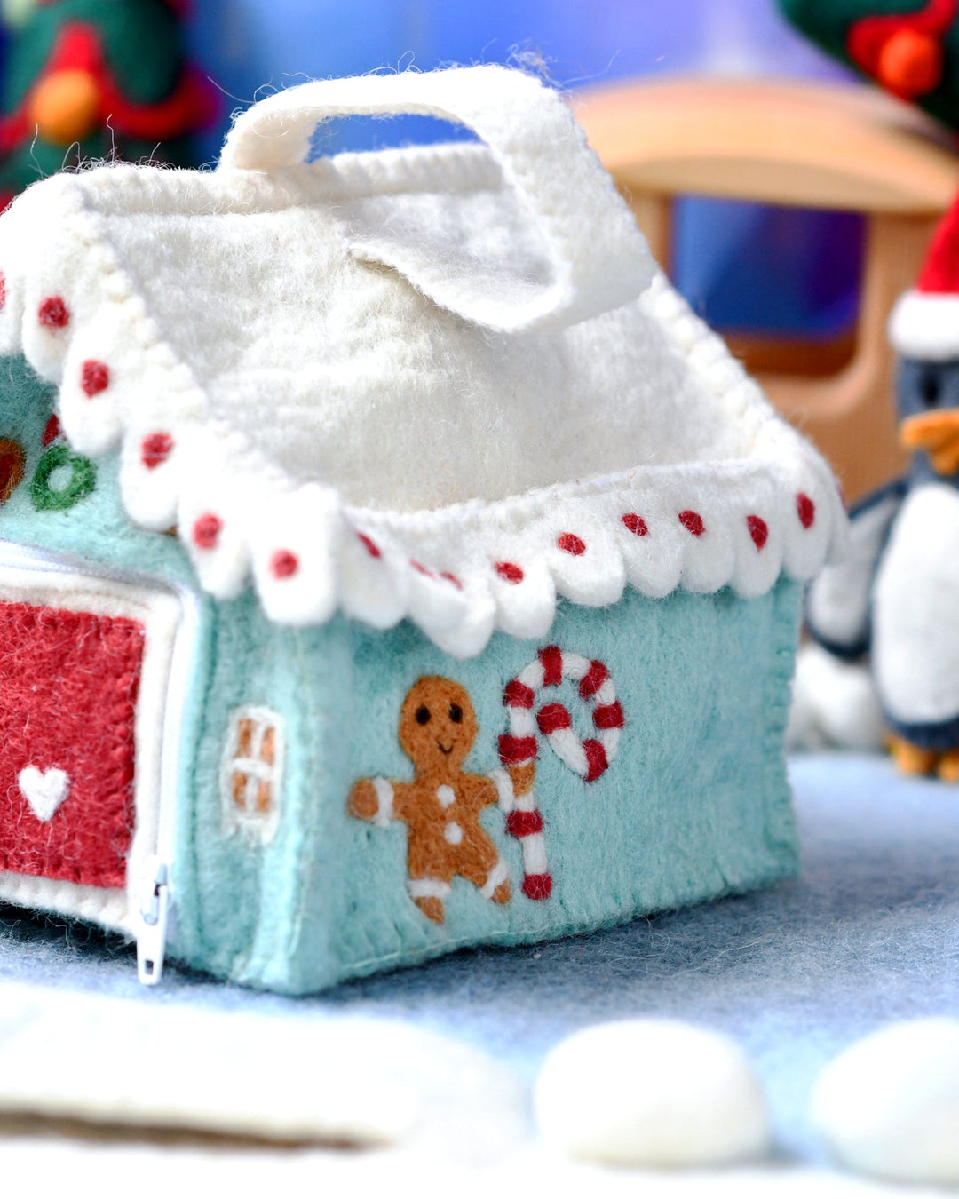 Sale Felt Blue Gingerbread House Bag