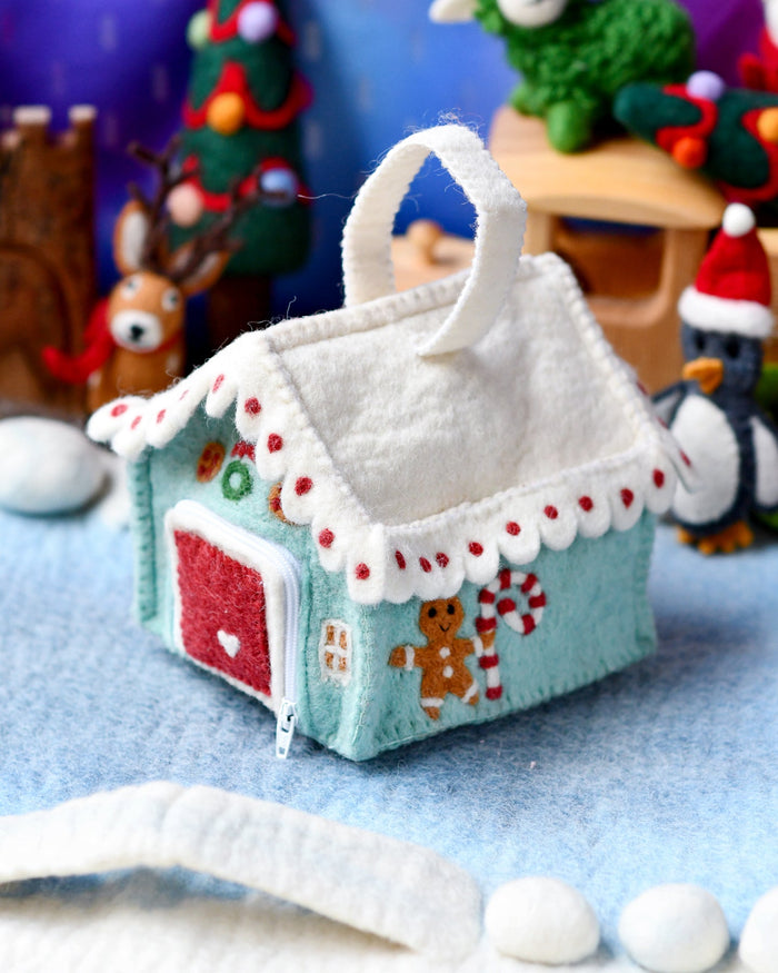 Sale Felt Blue Gingerbread House Bag