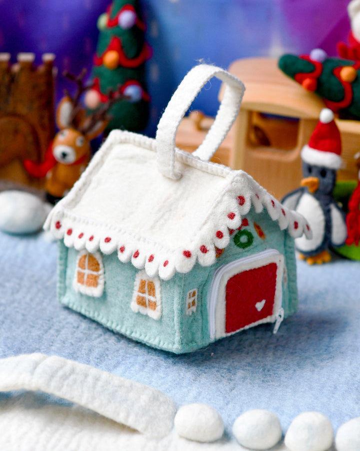 Sale Felt Blue Gingerbread House Bag