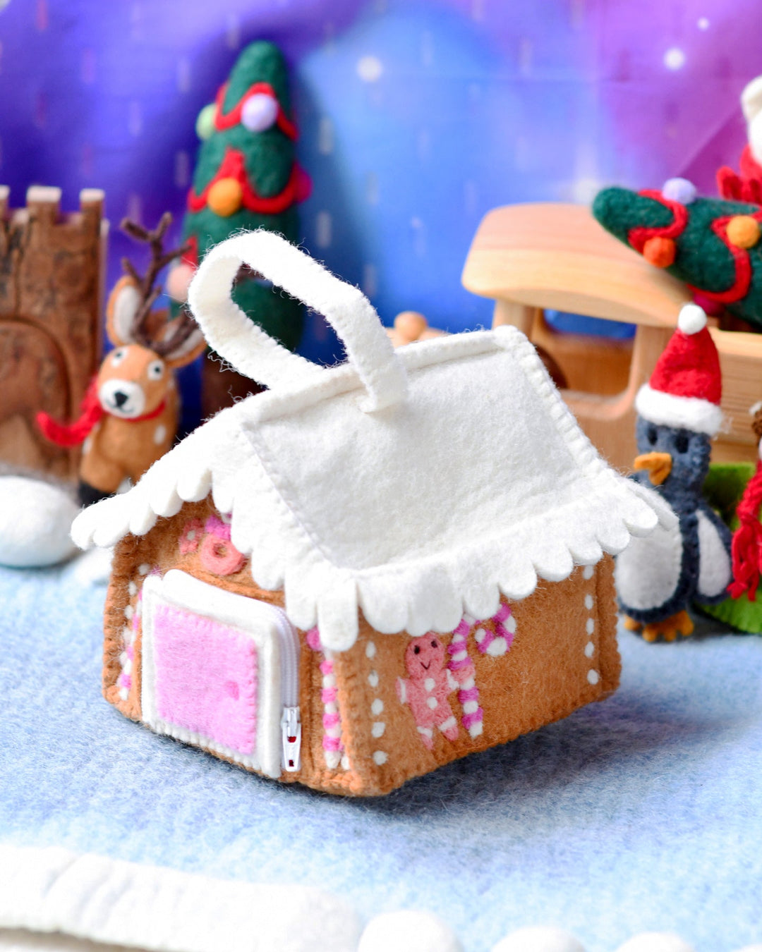 Sale Felt Pink Gingerbread House Bag