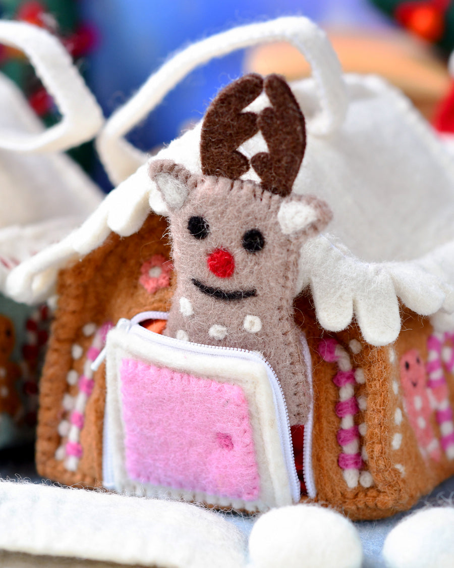 Sale Felt Pink Gingerbread House Bag