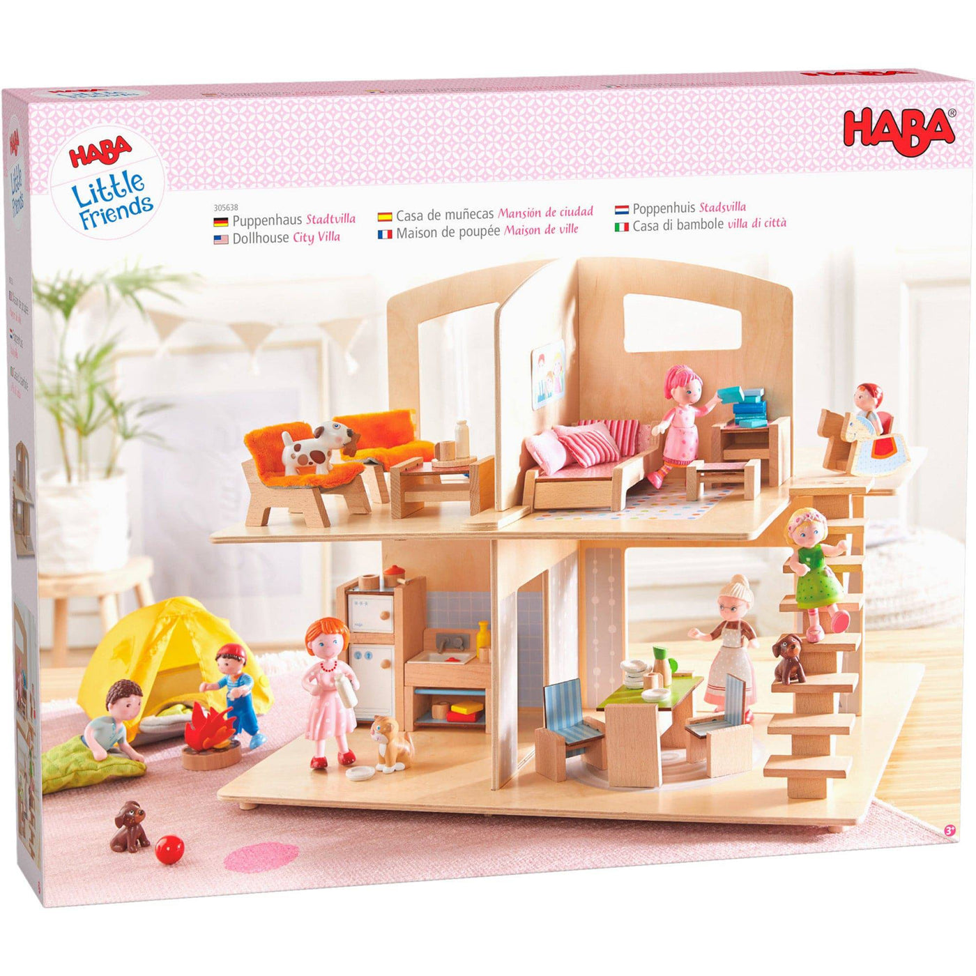 HABA Little Friends Dollhouse Town Villa with Furniture