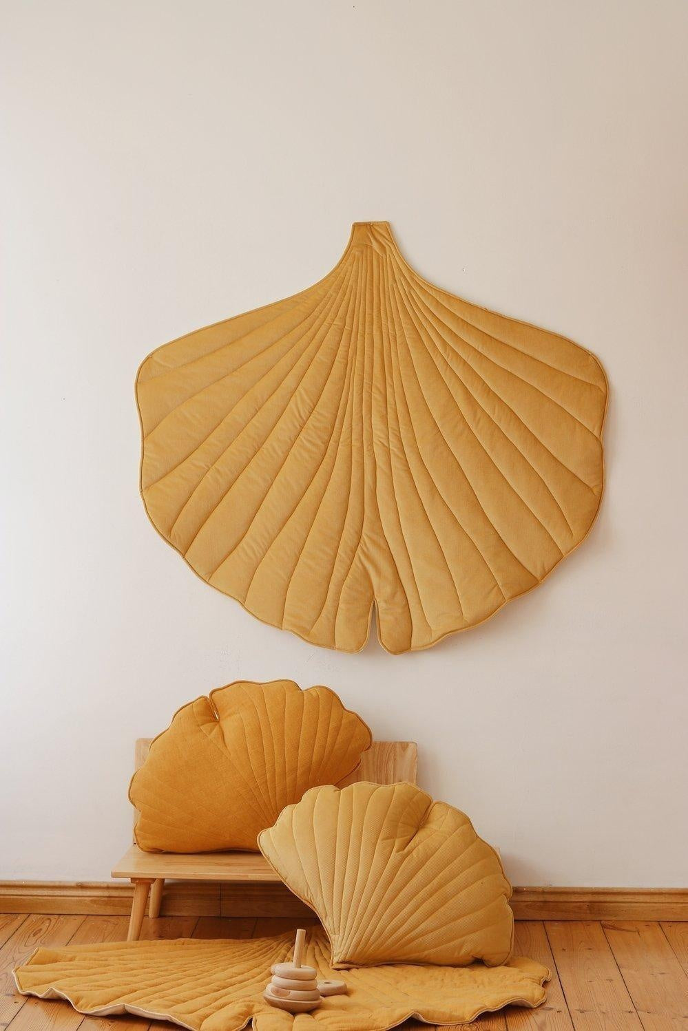 Velvet “Honey” Ginkgo Leaf Pillow