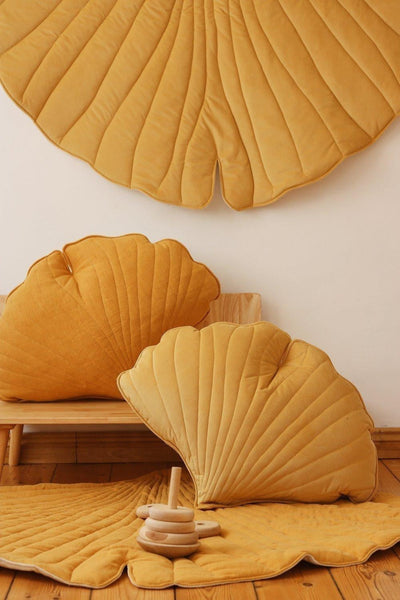 Velvet “Honey” Ginkgo Leaf Pillow