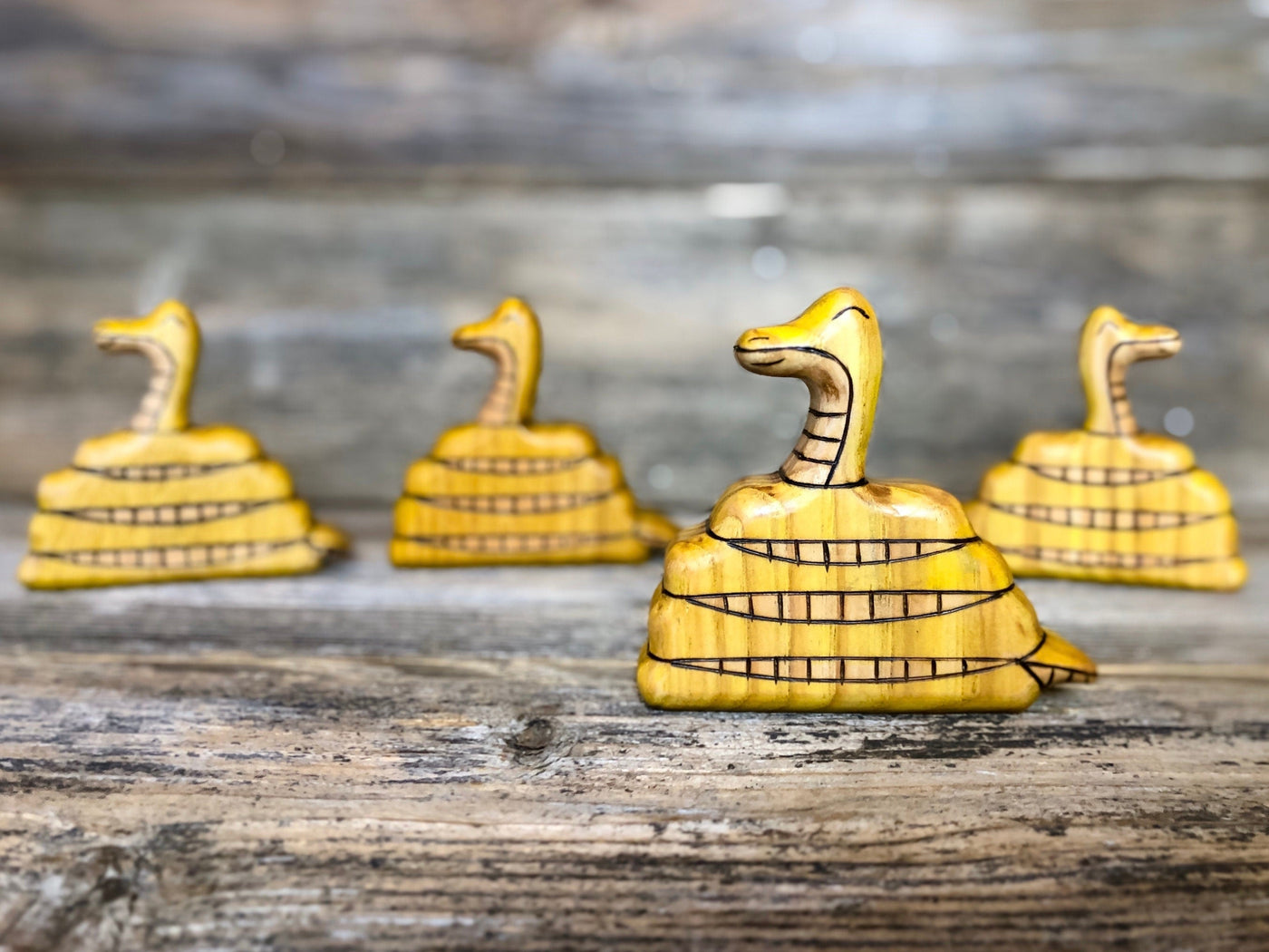 Wooden Yellow Python Snake Toy