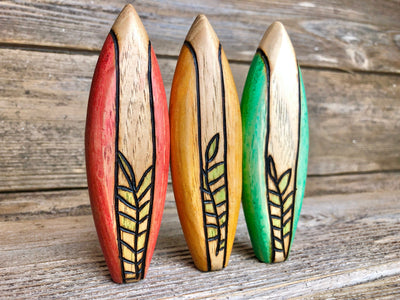 Wooden Retro Surf Board Toy~ Blue, Yellow, Or Red