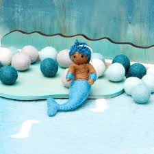 Felt Waldorf Coral Merman, Turquoise Tail