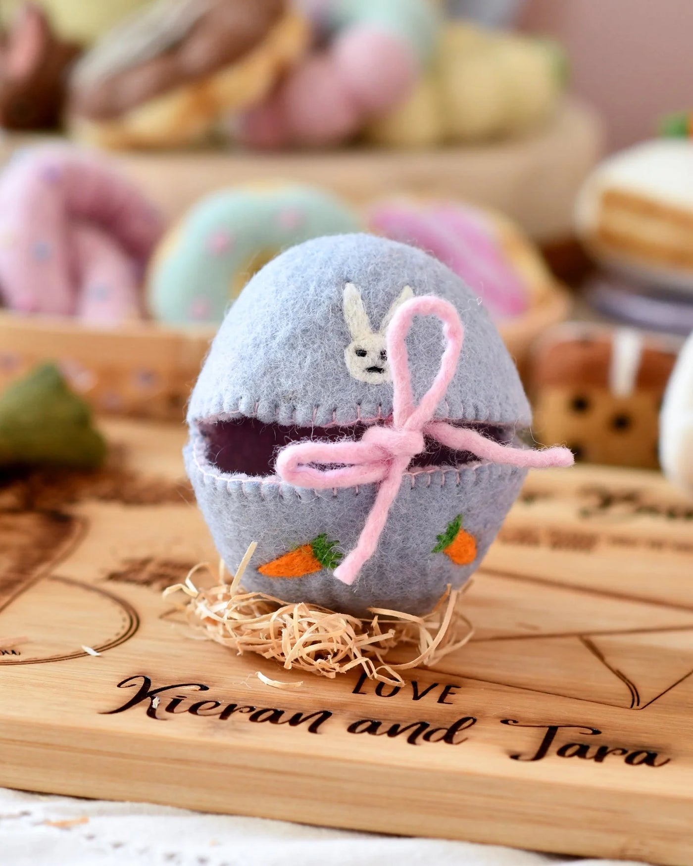 Pre-Order Felt Egg Cover, Lilac with Bunny Motif (Ships in mid-February)