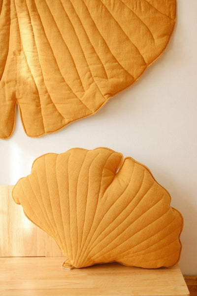 Linen “Mango” Ginkgo Leaf Pillow