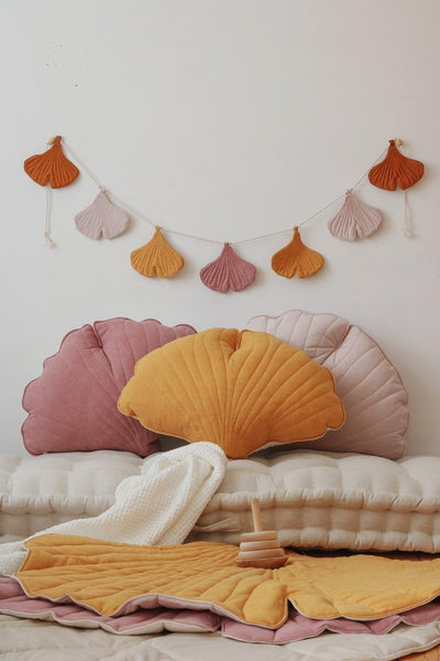 Linen “Mango” Ginkgo Leaf Pillow