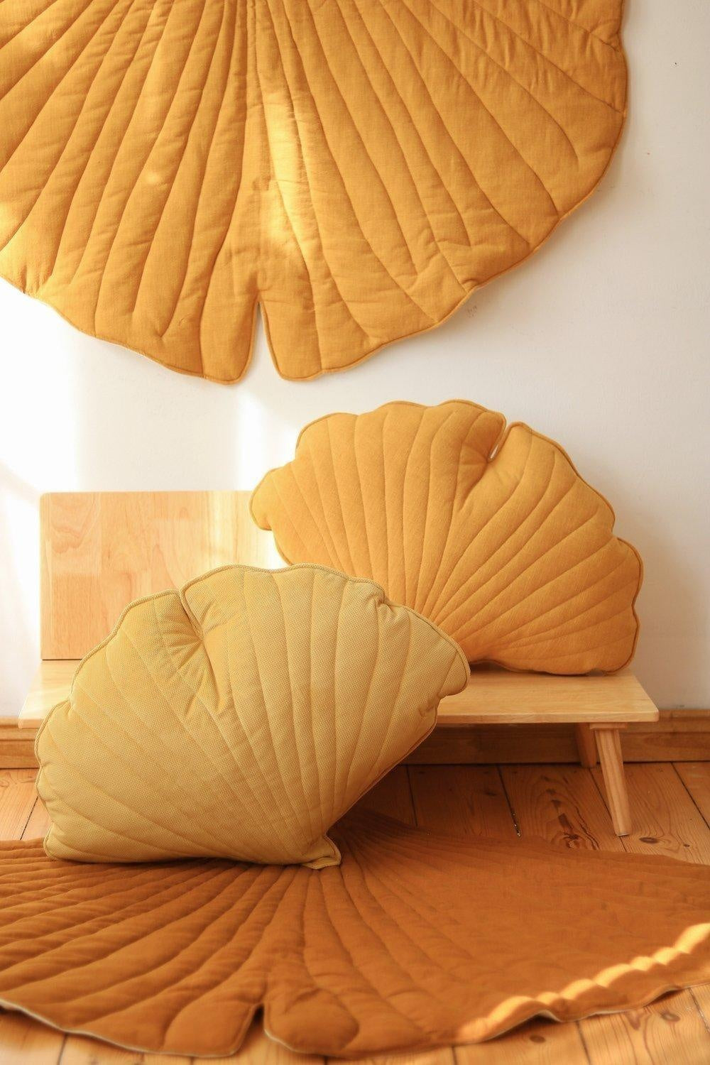 Linen “Mango” Ginkgo Leaf Pillow