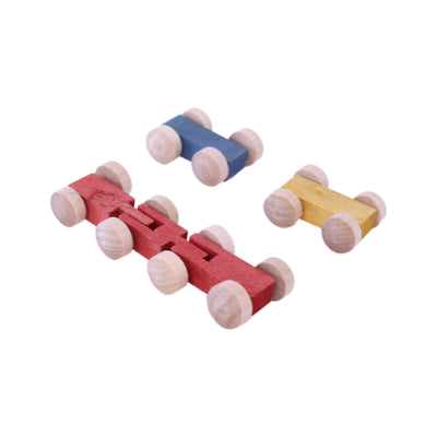 Mini Car Roller Wooden Toy, Pack of Cars Included