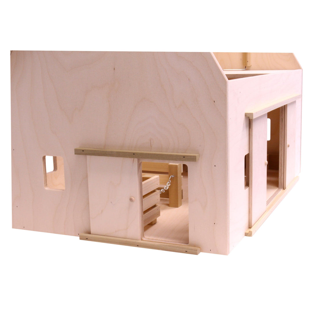 Amish-Made Large Wooden Hip-Roof Barn Toy, Unfinished