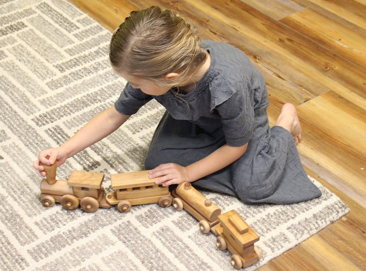 Wooden Toy Train Play Set, 24" Long, Kid-Safe Finish