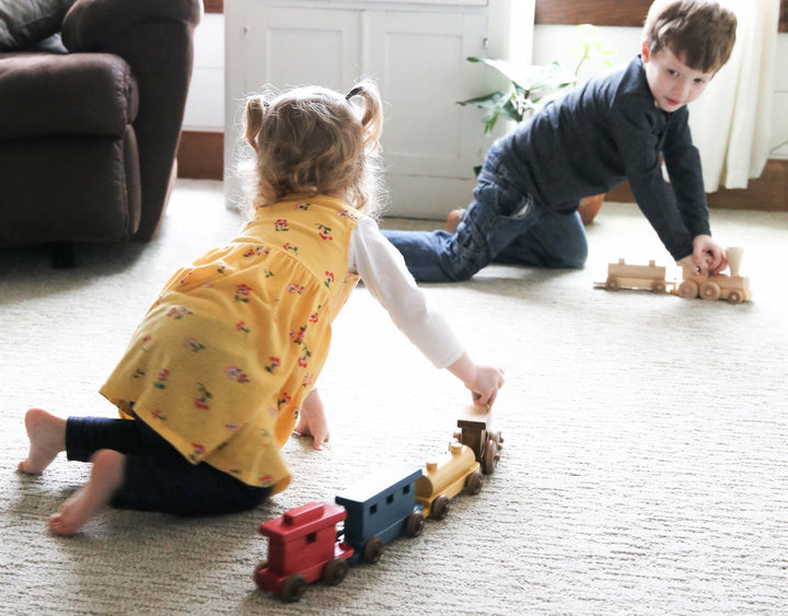Wooden Toy Train Play Set, 24" Long, Kid-Safe Finish