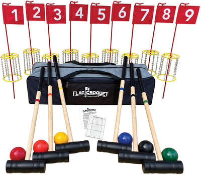 Deluxe Flag Croquet Golf Game Set, With Duffel Carry Bag