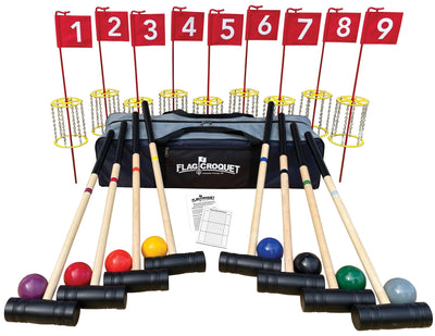 Deluxe Flag Croquet Golf Game Set, With Duffel Carry Bag
