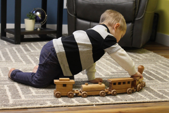 Wooden Toy Train Play Set, 24" Long, Kid-Safe Finish