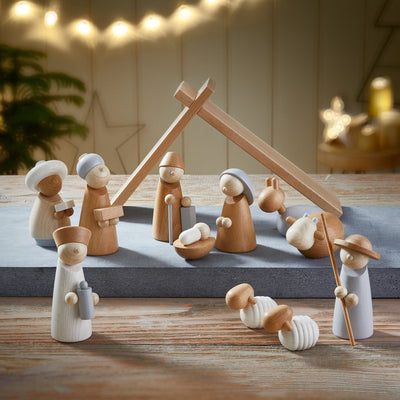 Natural Wood Nativity Set