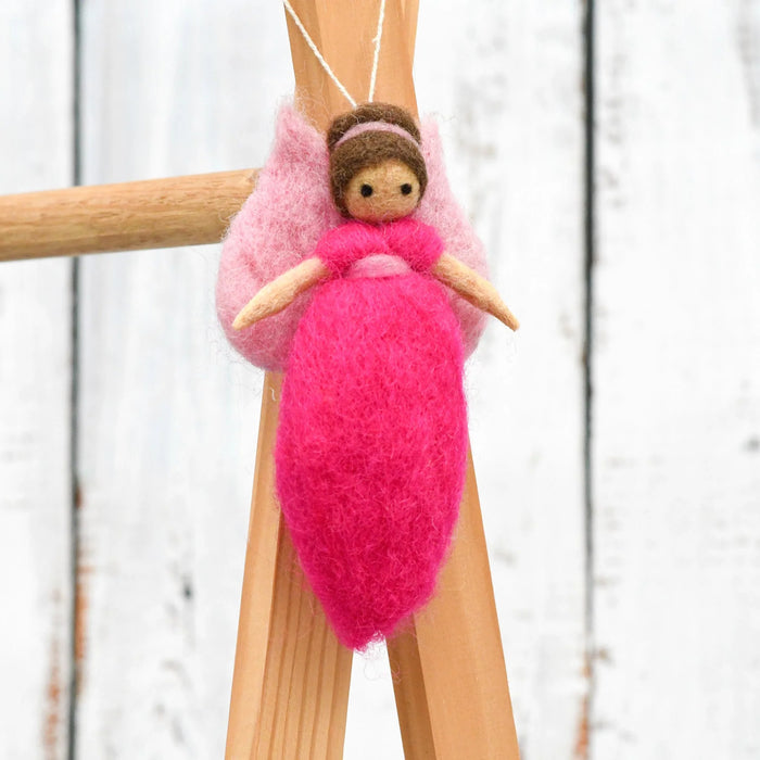 Sale Needle Felted Fairy, Bright Pink Dress