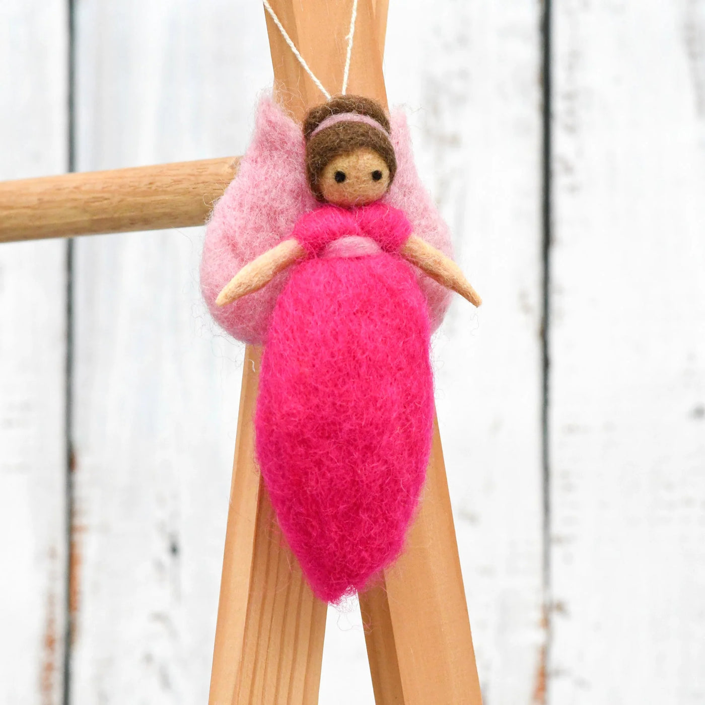 Needle Felted Fairy, Bright Pink Dress