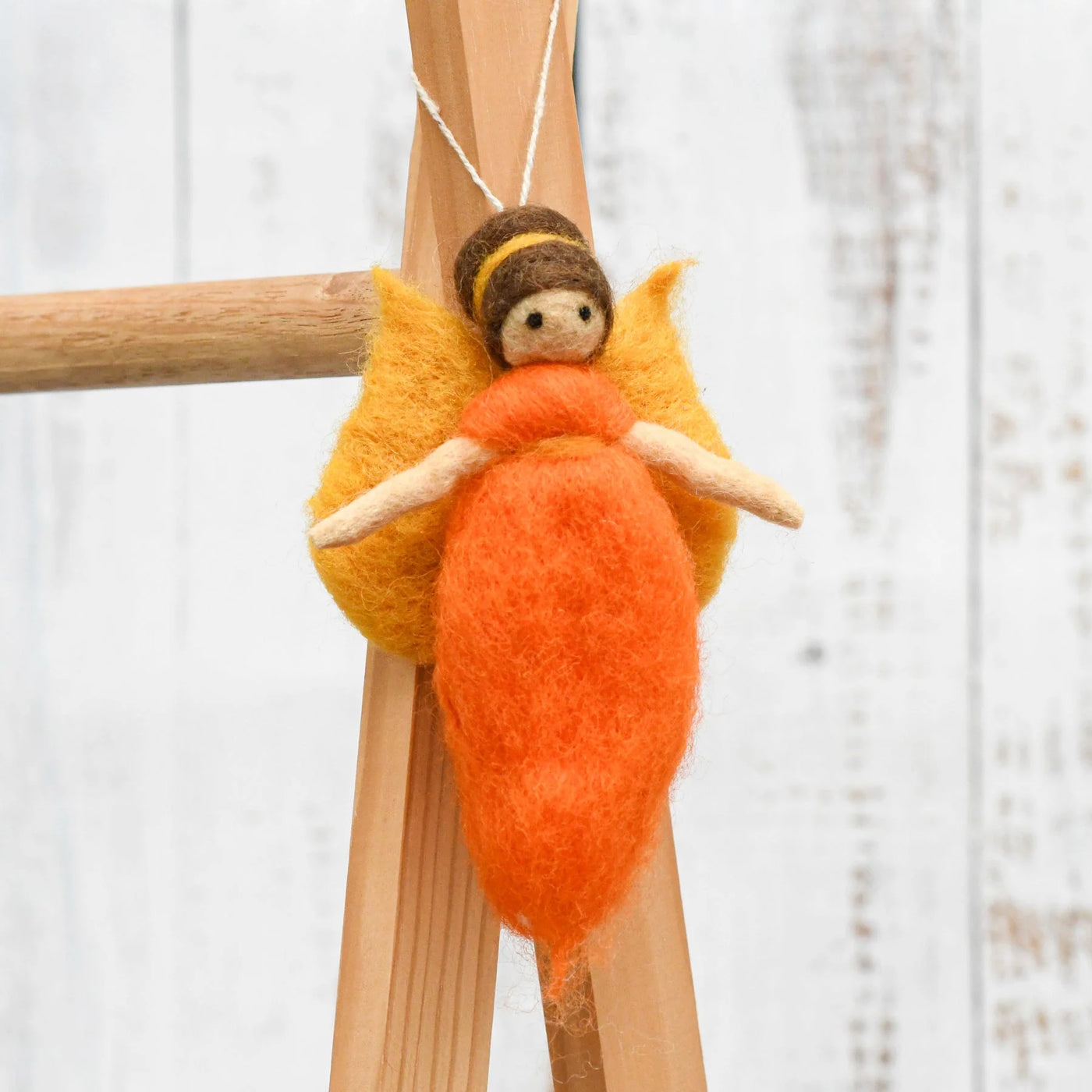 Needle Felted Fairy, Orange Dress