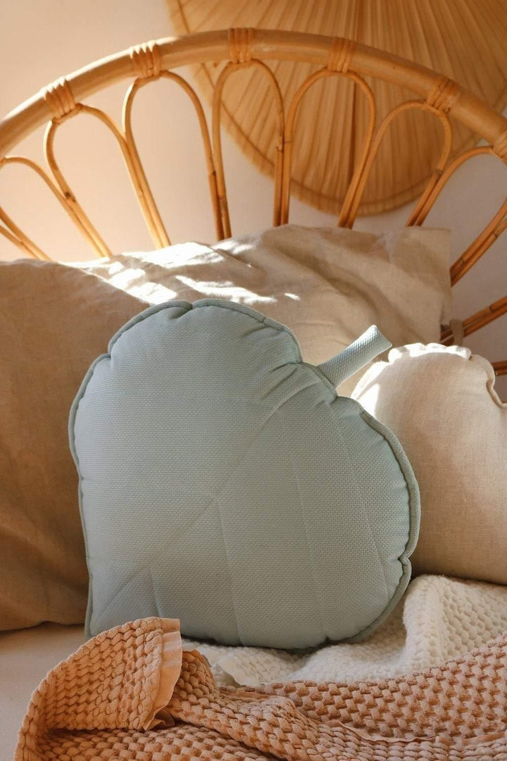Velvet “Powder Mint” Leaf Pillow