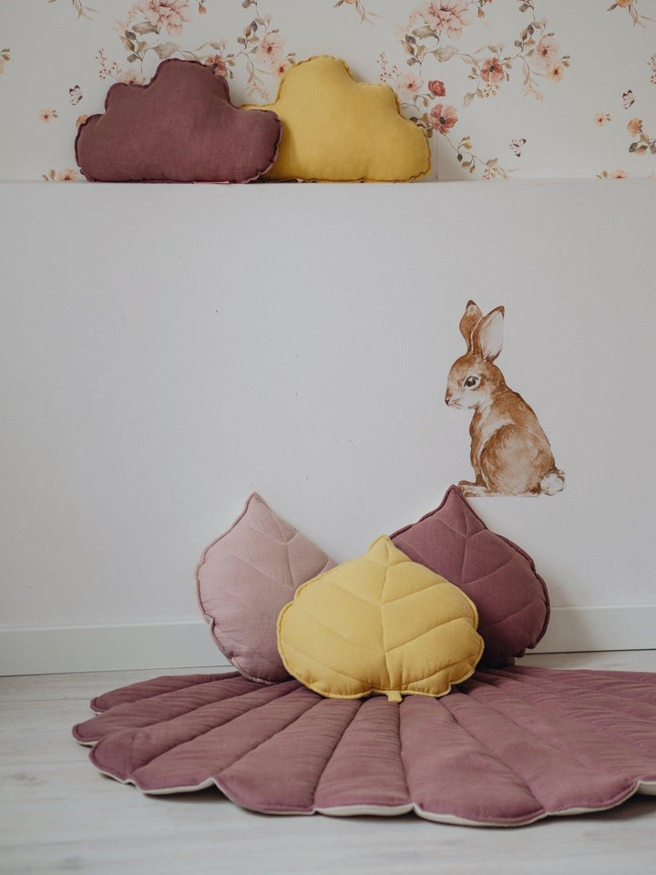 Linen “Powder Pink” Leaf Pillow