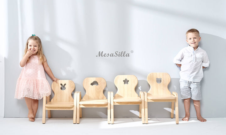 Mesasilla Adjustable Wooden Kids Chair - Ergonomic, Height-Adjustable, Solid Wood | 4 Height Options