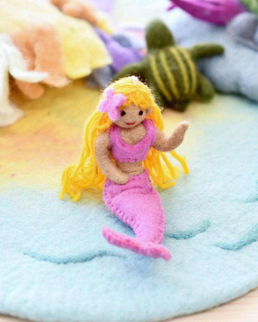 Felt Waldorf Coral Mermaid, Pink Tail