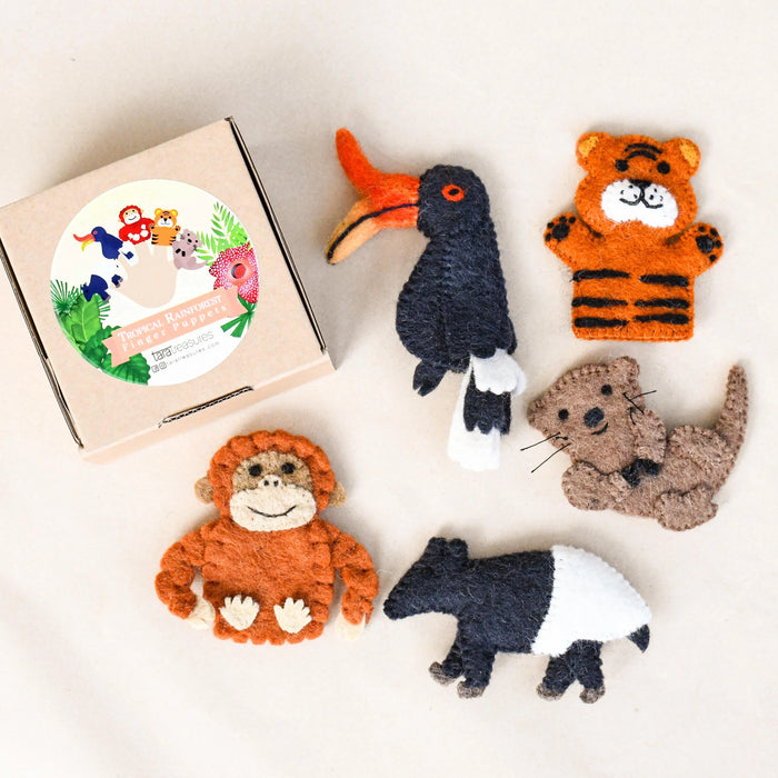 Sale Asian Tropical Rainforest Animals, Finger Puppet Set