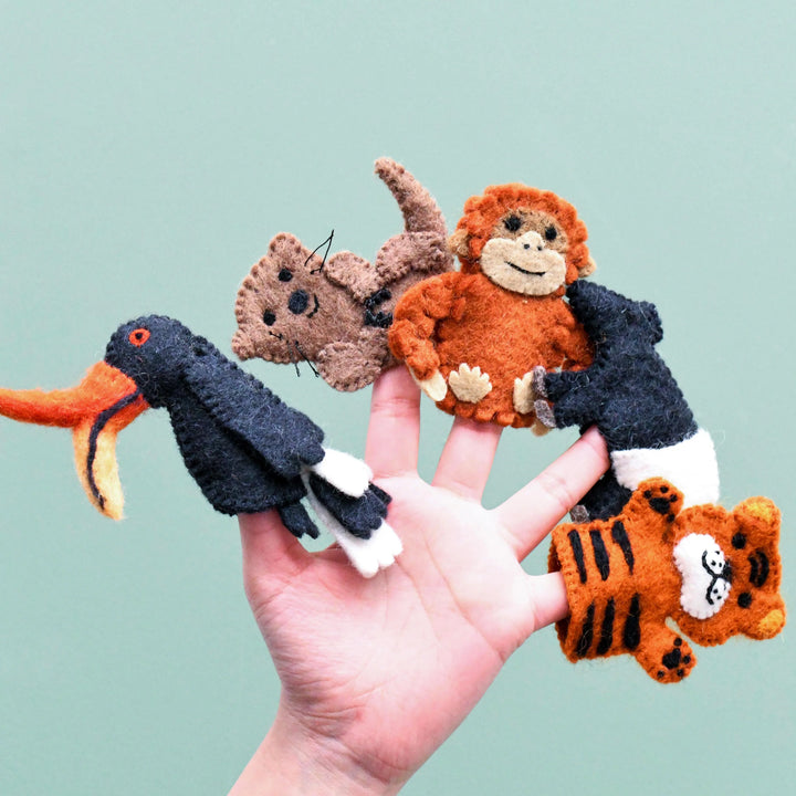 Sale Asian Tropical Rainforest Animals, Finger Puppet Set