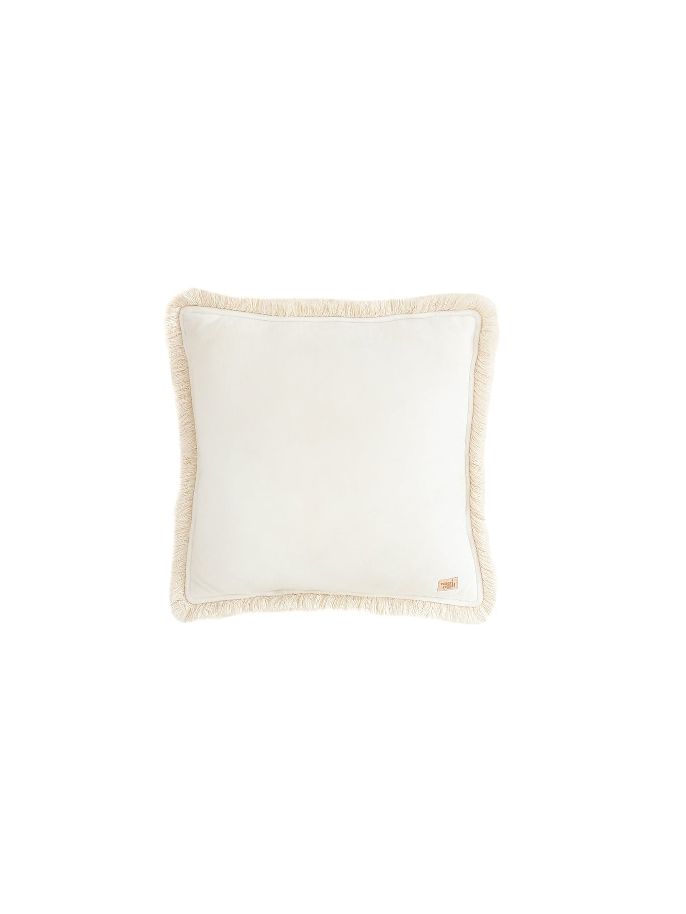 Soft Velvet "White" Pillow with Fringe