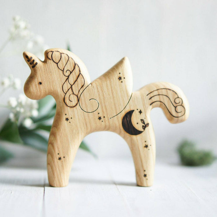 Wooden Unicorn with Wings