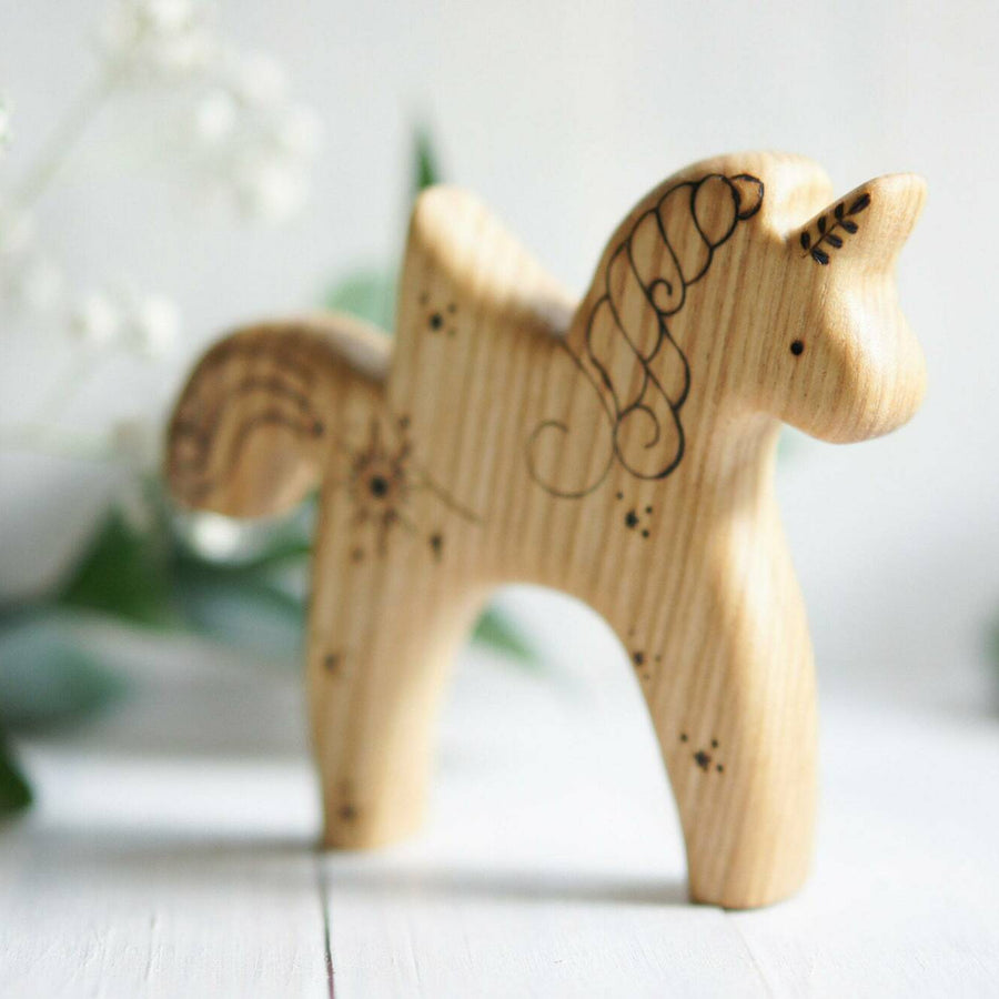 Wooden Unicorn with Wings