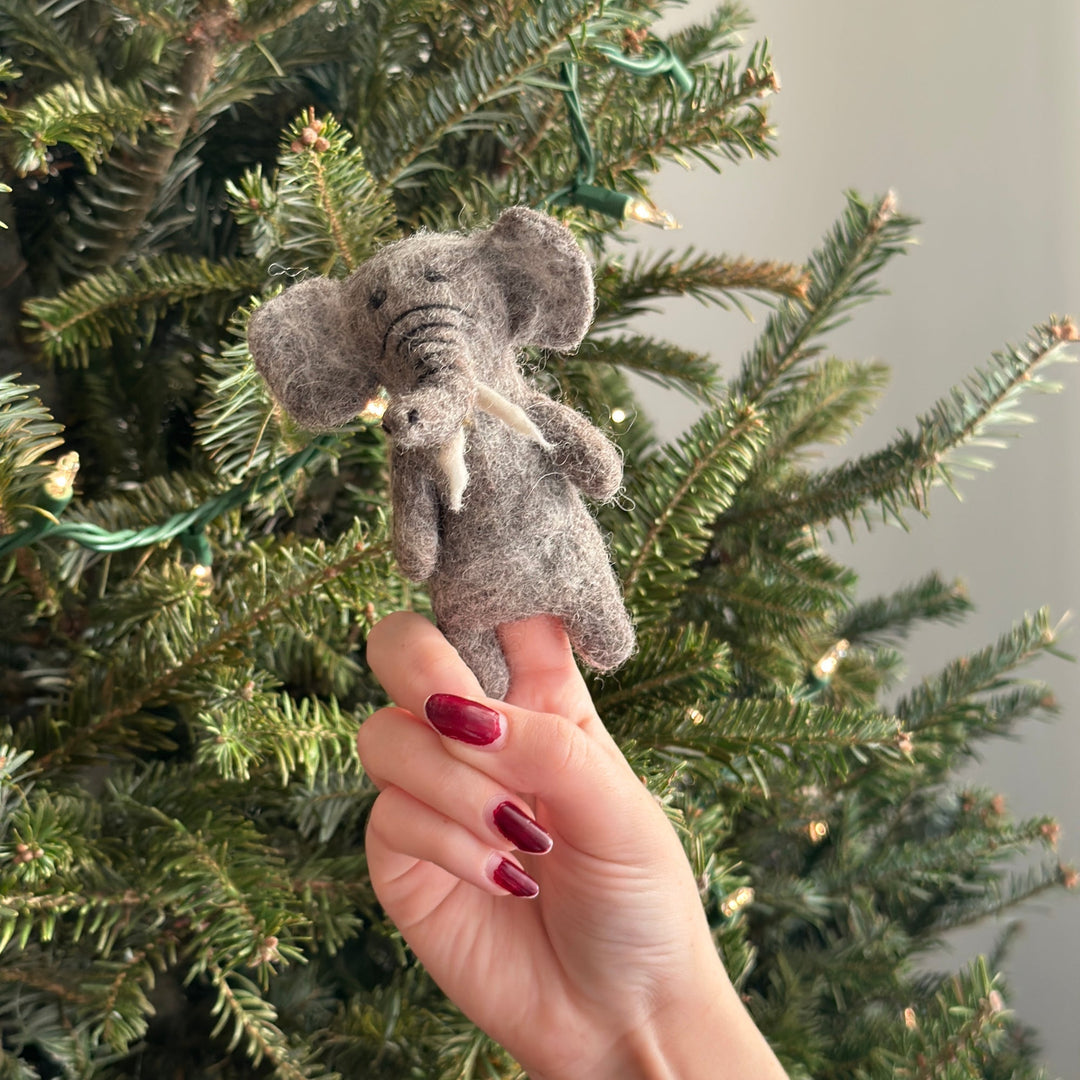 Wool Felt Elephant Finger Puppet