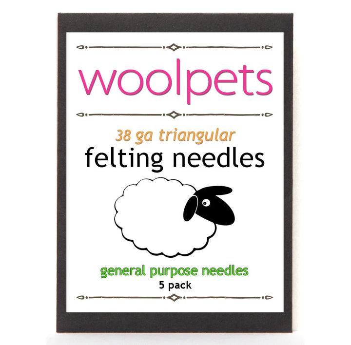 Woolpets 38 gauge triangular felting needles, five per pack
