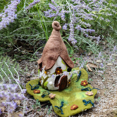 Sale Brown Flower Fairy House and Mat