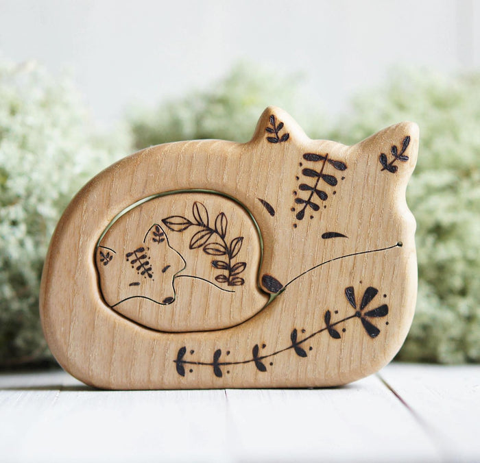 Wooden Fox Puzzle, a hand-carved wooden toy by Tiny Fox Hole.