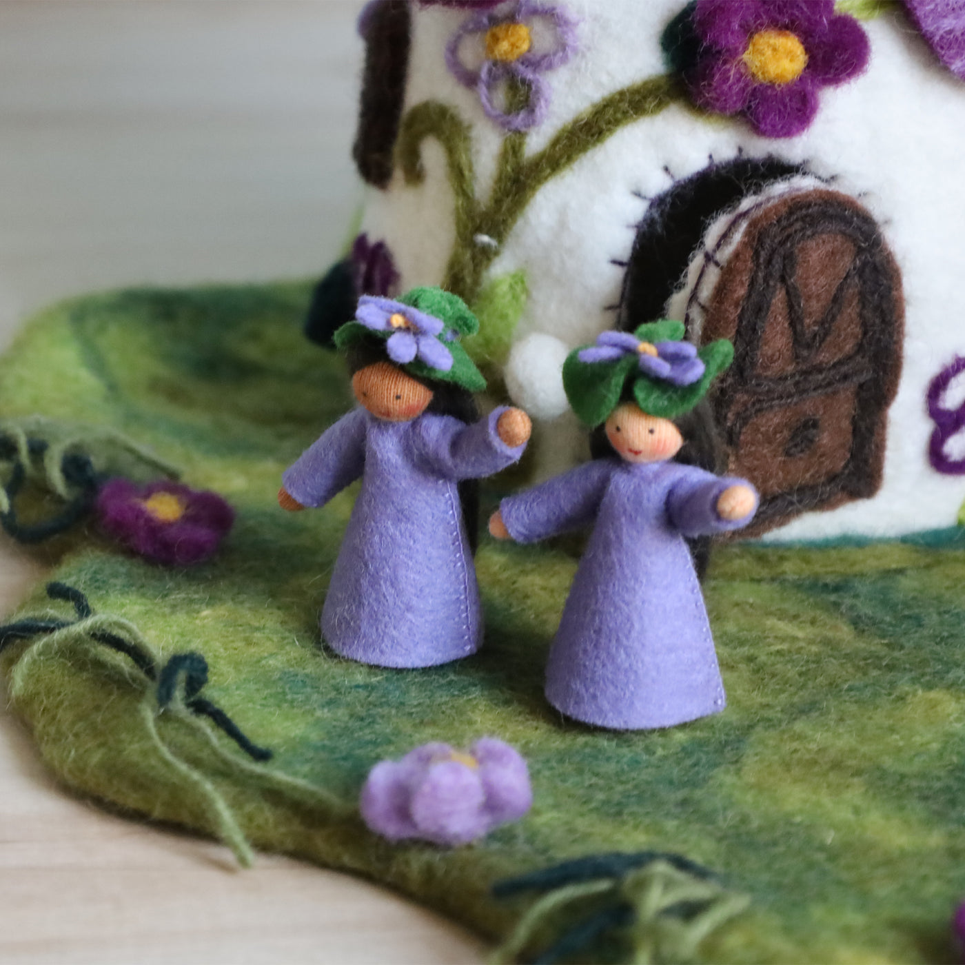 Sale Purple Flower Fairy House and Mat