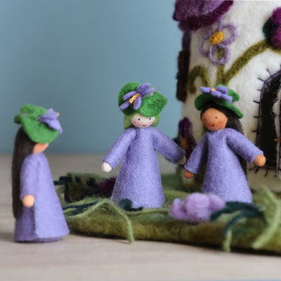 Sale Purple Flower Fairy House and Mat