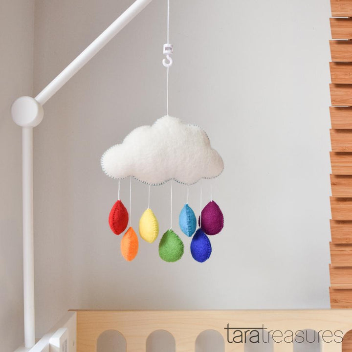 Sale Cloud Nursery Mobile - Medium Rainbow Raindrops