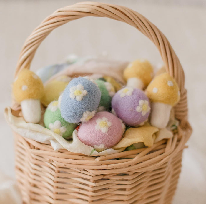 Felt Pastel Eggs with Flowers, Set of 6