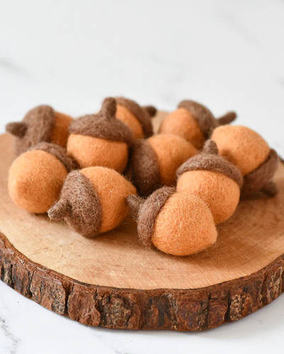 Pre-Order Felt Orange Acorns, Set of 5 (Ships in September)