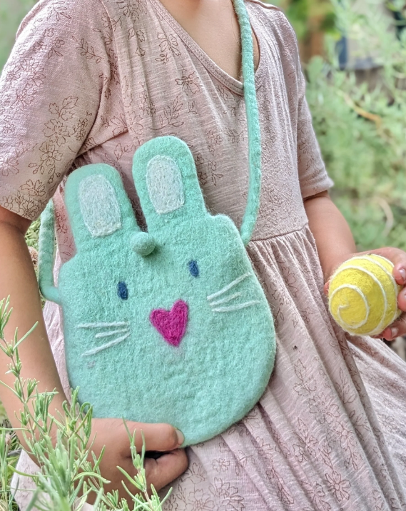 Sale Felt Bunny Easter Hunt Bag, Mint