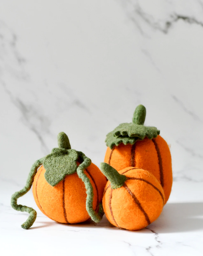 Sale Felt Pumpkins, Set of 3