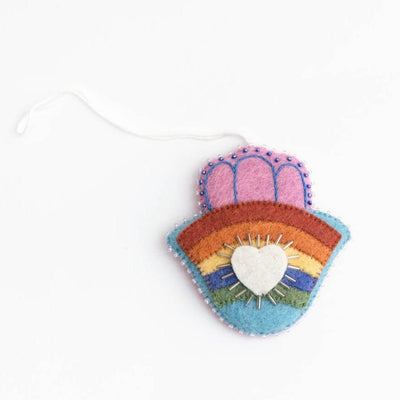 Sale Felt Rainbow Rays Heart Khamsa Ornament